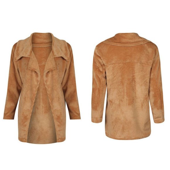 Faux Fur Teddy Jacket - Soft Fluffy Caramel Teddy - Picture 4 of 4
